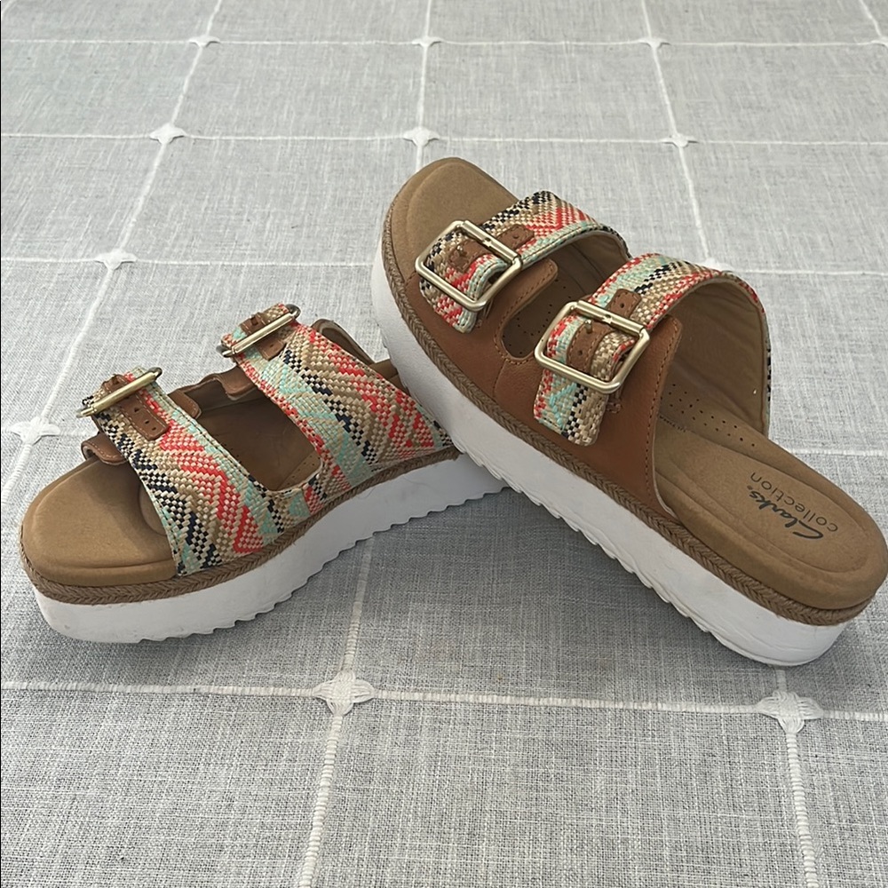 Clarks Multicolor Buckle Sandals
